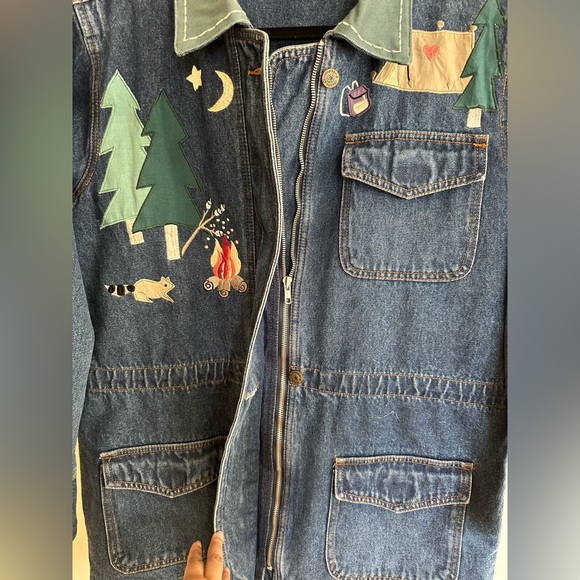 Fall jacket Christopher & Banks Vintage Denim Forest Patch Jacket - Picture 3 of 6